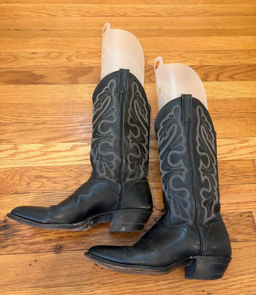 Vintage Dan Post 710 Black Leather Cowboy Boots Western Women’s Size 7 EU 37